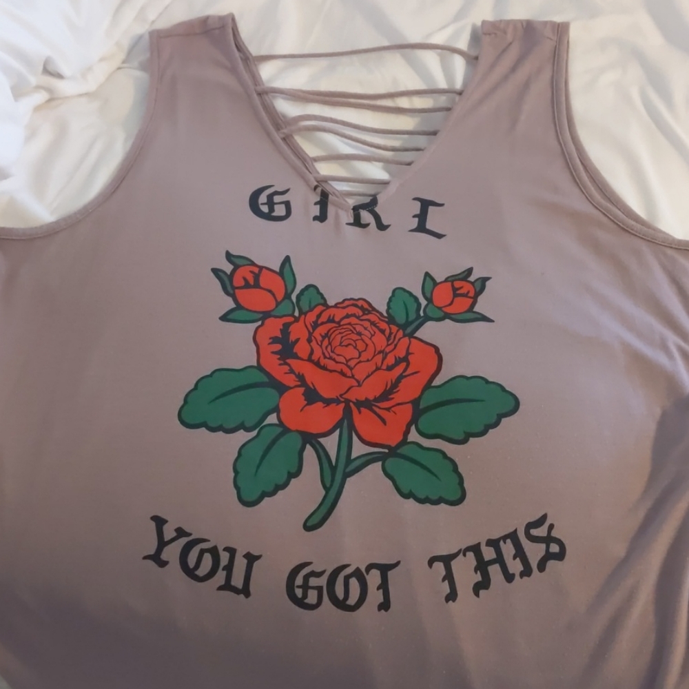 Women's 2x v-neck tank "girl you got this"